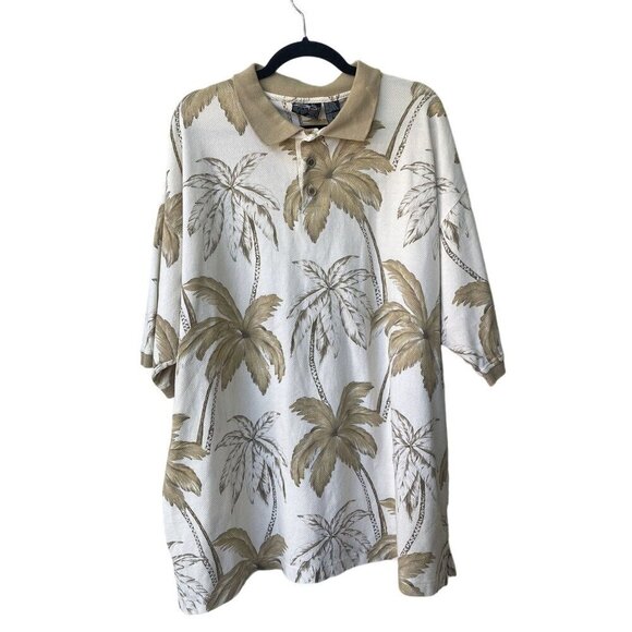 OP Other - Ocean Pacific Mens Shirt Vintage Hawaiian 2XL Polo Tropical White Short Sleeve